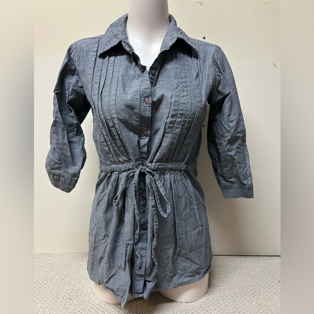 Gray Button-Up Women's Top